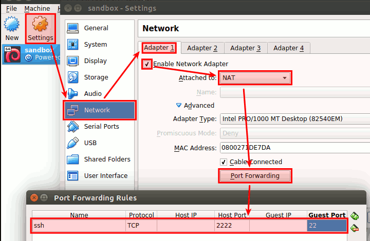 Virtual machine network settings