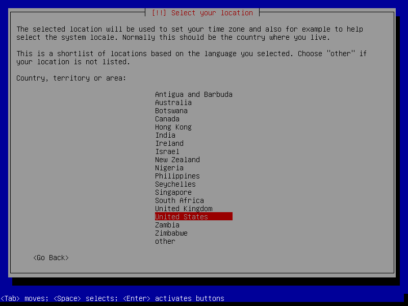 Guided install: Select location