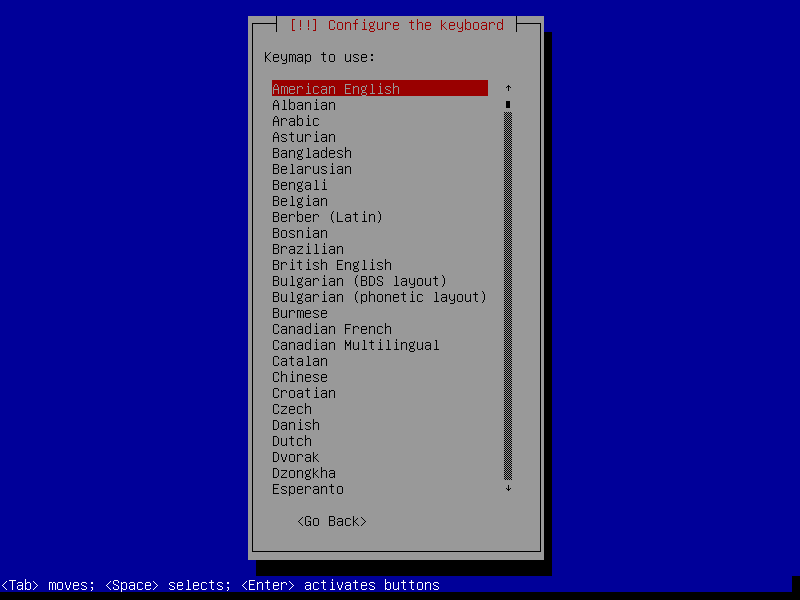 Guided install: Configure keyboard