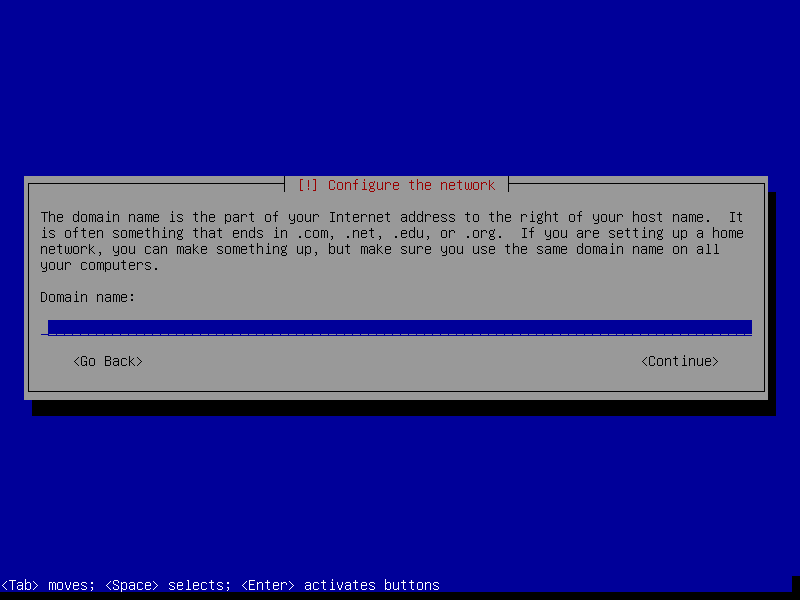 Guided install: Set domain name