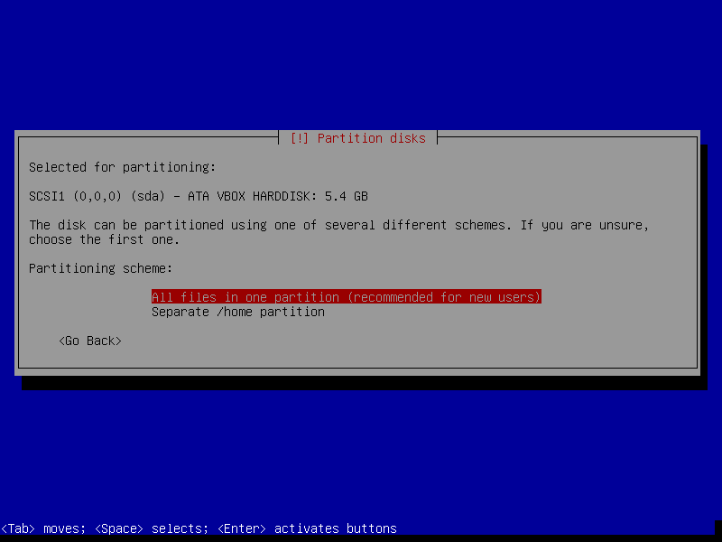 Guided install: Select partitioning scheme
