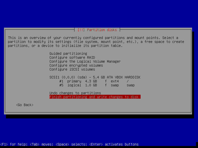 Guided install: Confirm partitioning