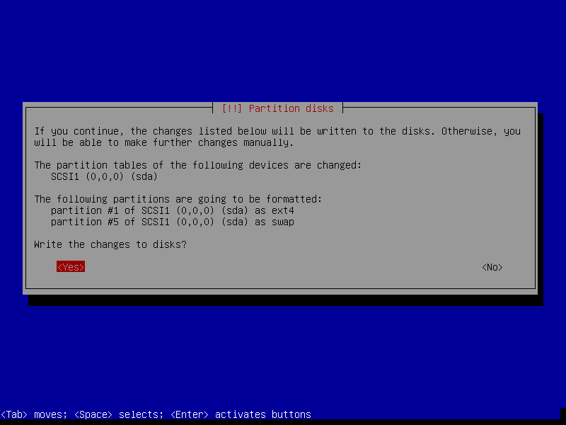 Guided install: Confirm write changes to disk