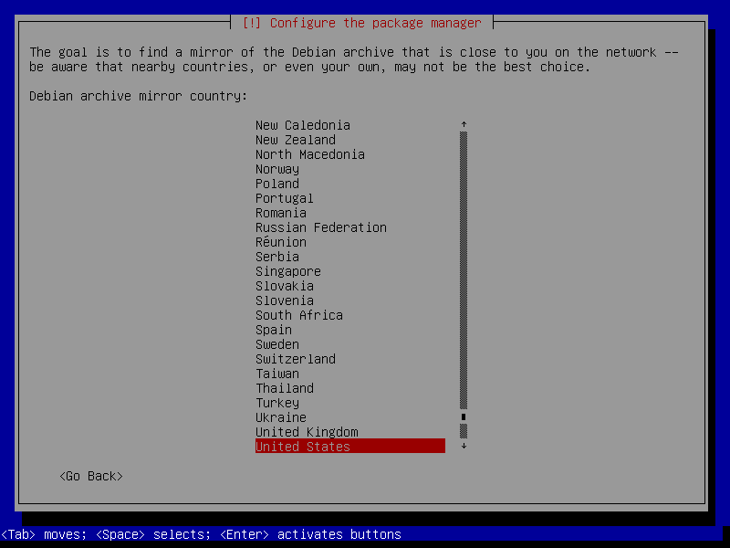 Guided install: Set archive mirror country