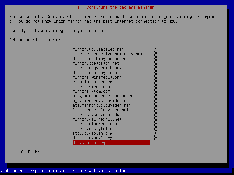 Guided install: Set archive mirror domain name