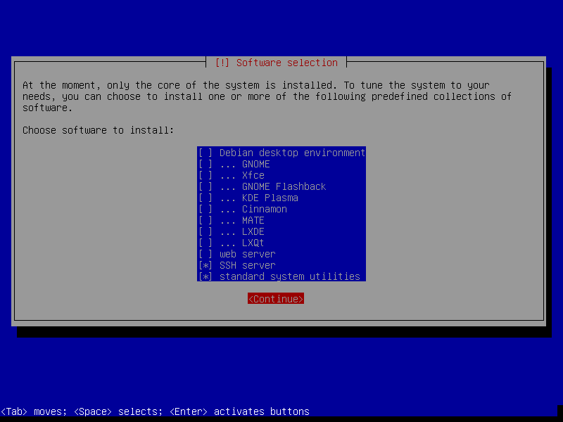 Guided install: Select software to install