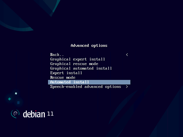 Unattended install: Select automated install