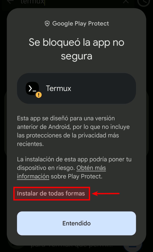 Termux: Install (anyway) not secure application