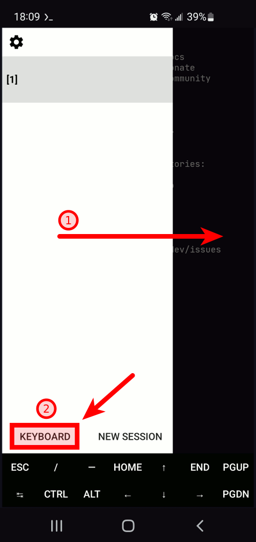 Termux: Swipe from left side for navigation drawer