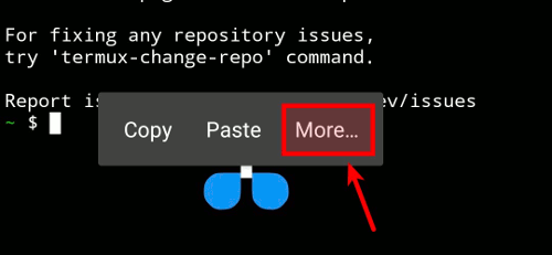 Termux: Long press menu options